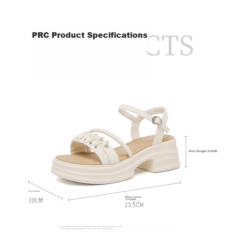Red Dragonfly Women's Sandals Fairy Style Thick Sole Height Increasing One-Strap Casual Open Toe Beach Shoes WLK266852 Beige Size 37 7