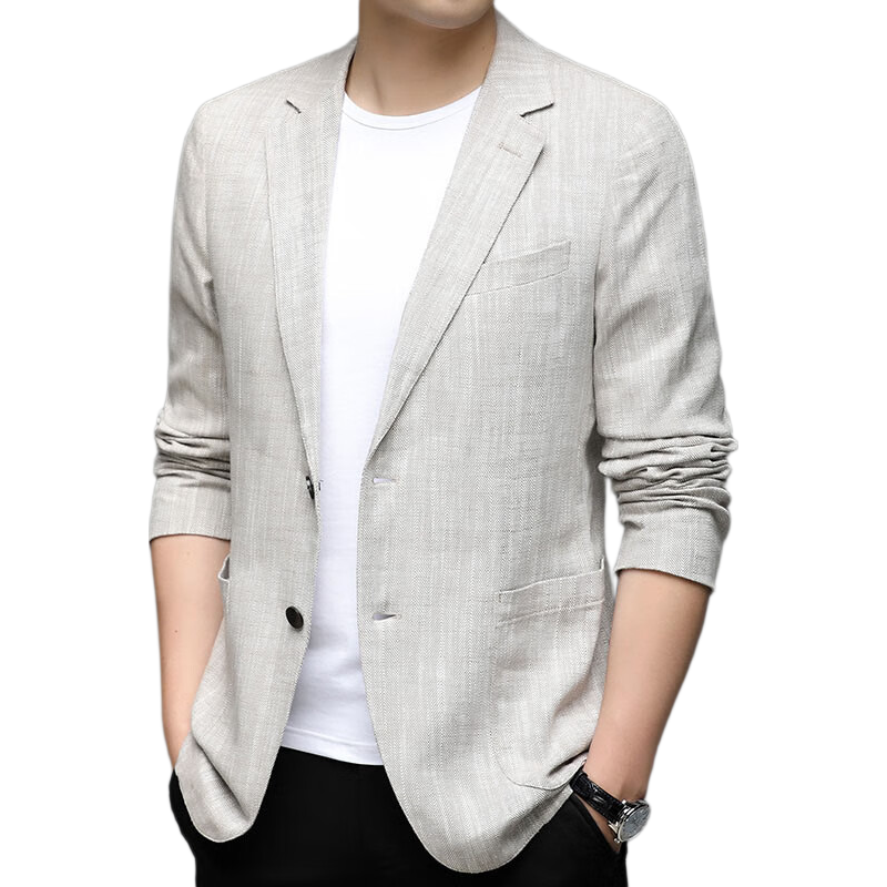 Pierre Cardin Men's Casual Solid Color Linen Blend Blazer Spring Autumn Business Jacket