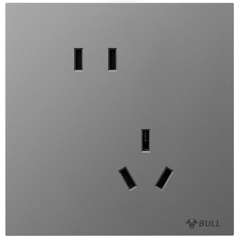 BULL Switch Socket G57 Butterfly Ultra-Thin 10A Angled Five-Hole Socket Two-Three Pole G57Z223A Distant Mountain Gray Flush Mount