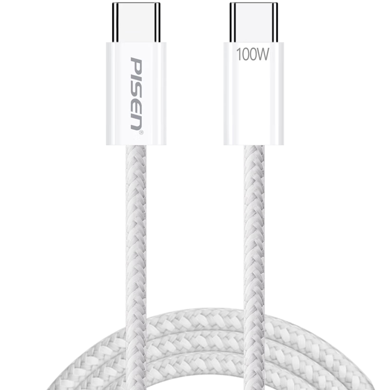 Pisen Dual-Head Type-C PD 100W Data Cable for Apple 17 Pro Max, 5A Fast Charging Car Cable Compatible with iPhone 16/15, Huawei, Xiaomi, Lenovo Laptops, 2m