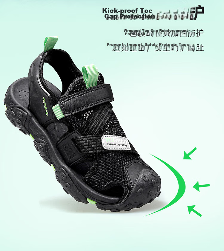 TOREAD Special Fund Children's Sandals for Boys And Girls, Big Kids' Shoes Summer Style Non-Slip Closed-Toe Beach Shoes Navy Blue White Size 33 6