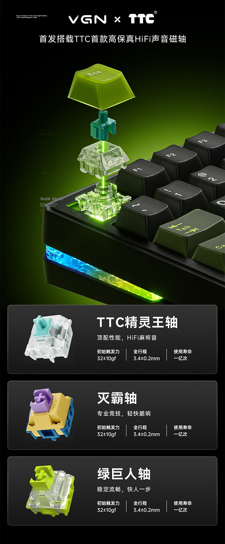 VGN Neon Ultra Gaming Edition Tri-Mode Wireless Magnetic Axis Keyboard RT Esports Custom Mechanical Hot-Swappable Web-Driven Shenqi Switch Tri-Mode Rose Red Mist Transparent 3