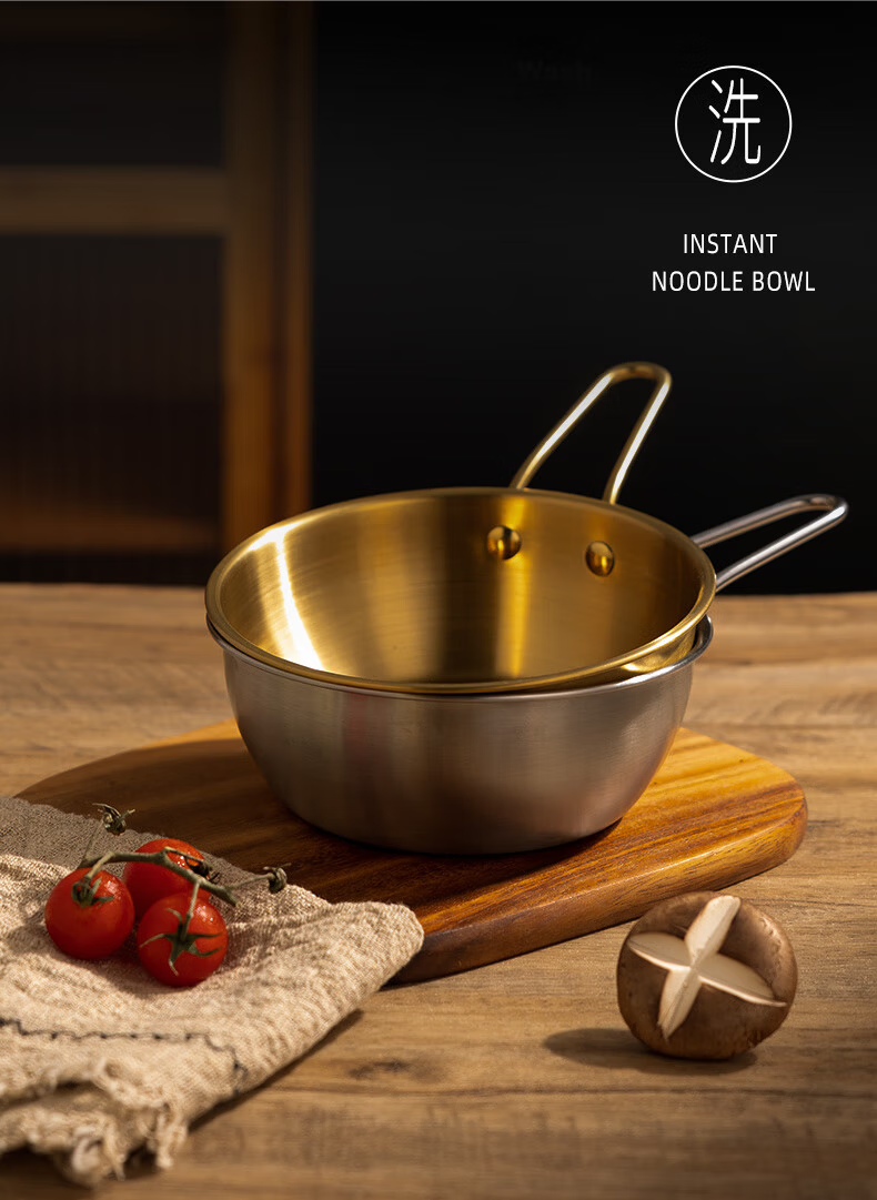 Newair Noodle Bowl with Lid And Handle, 304 Stainless Steel Korean-Style Covered Bowl for Home And Dormitory Use, Large Capacity Food-Grade Mixing Bowl 11