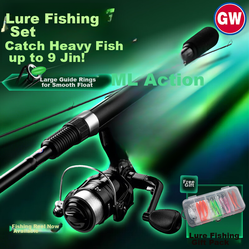 GW 1.8m Flash General Straight Handle Spinning Reel Lure Rod Set ML Medium Light Versatile Lure Fishing Rod Smooth Rod Fishing Gear
