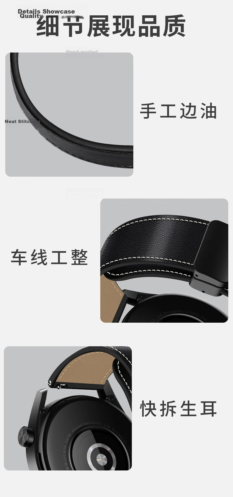 Freeson Magnetic Genuine Leather Strap for Huawei WATCH5/WATCH GT 6 (46mm) Smartwatch Business Band [Top Layer Cowhide] 22mm Interface Black 8