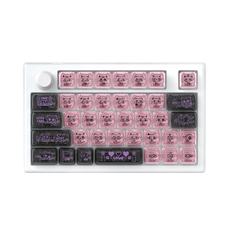 AJAZZ AK039 Magnetic Switch Keyboard 8K Report Rate RT0.01 Low Latency One-Handed Keyboard RGB Lighting Metal Knob Gaming Office 38 Keys Transparent Black Pink Silver Ear Silent Magnetic Switch
