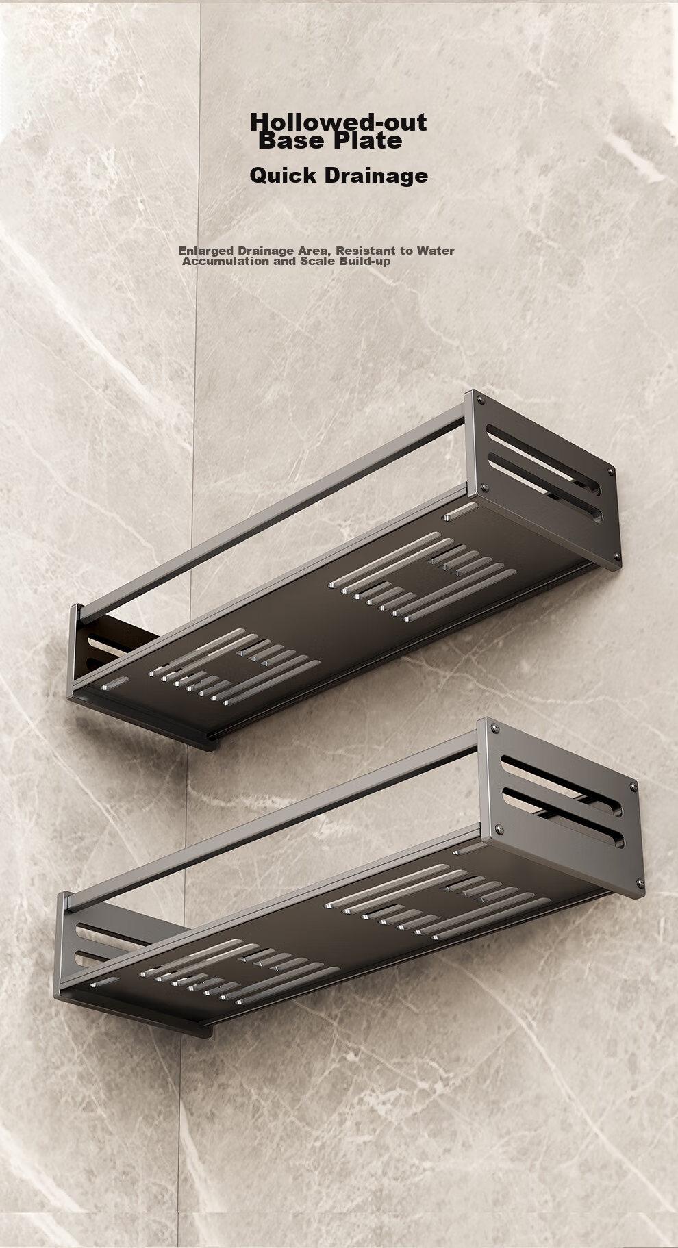 MICOE Bathroom Shelf Space Aluminum No-Drill Storage Nail-Free Adhesive Towel Bar Towel Rack Corner Shelf 3-Piece Set 8