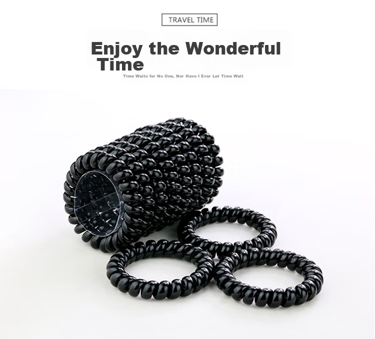 Jianyingshu Black Large Thickened Telephone Wire Hair Ties 10 Pieces Hair Bands Elastic Hair Ropes Hair Scrunchies Hair Elastics 3