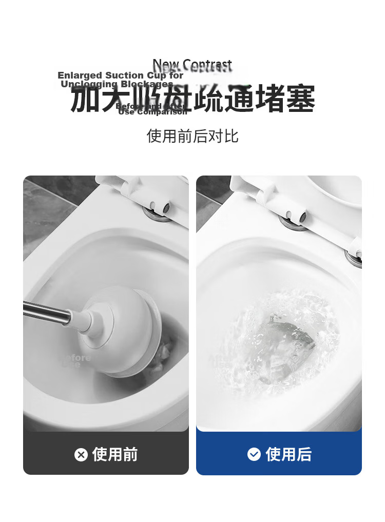 LYNN Toilet Plunger Toilet Sucker Plunger Toilet Dredge Tool Toilet Drain Opener Toilet Plunger Unblocker 7