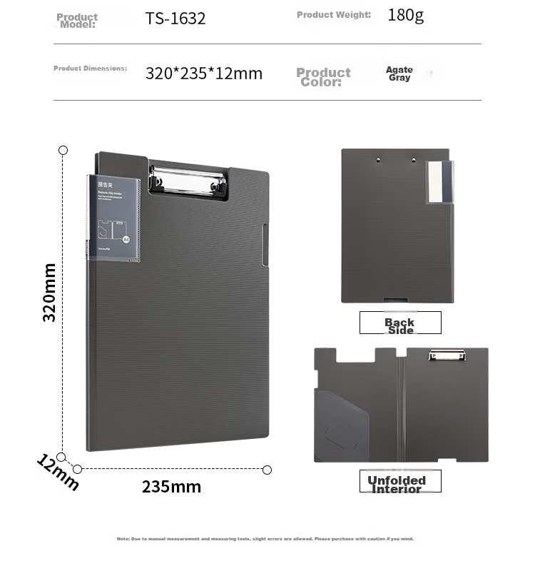 TIANSE A4 File Folder, Vertical Folding Board Clip, Thickened Foam PP Conference Folder, Secretary Folder, Document Folder, Exam Paper Folder, Signature Presentation Folder, Office Supplies TS-1632, Antique Bronze Brow 10