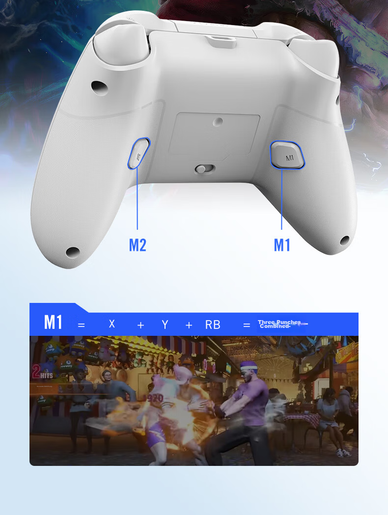 Flydigi Ice Origin Wolf 4 Multi-Mode Wireless Game Controller, Xbox-Like, Adjustable Joystick, Dual Triggers, Compatible with Switch, PC, Mobile, Steam, Motion Sensing NS, Rengwang 3 12