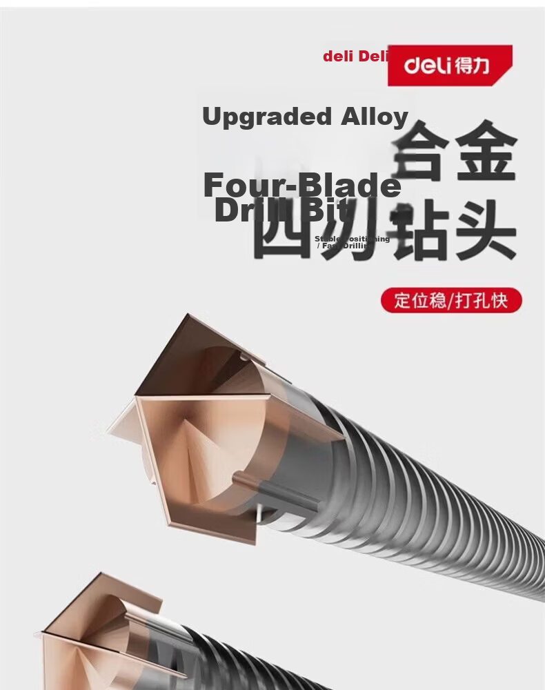 Deli Electric Hammer Impact Drill Bit for Drilling, Slotting in Cement Concrete, Cross Square Shank [12*150mm] 10