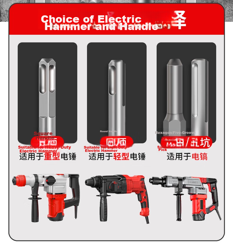 Jintian Spring Steel Square Handle 19x280x120mm Wide Flat Chisel Electric Hammer Chisel Impact Drill Concrete Electrical Grooving Tool 7
