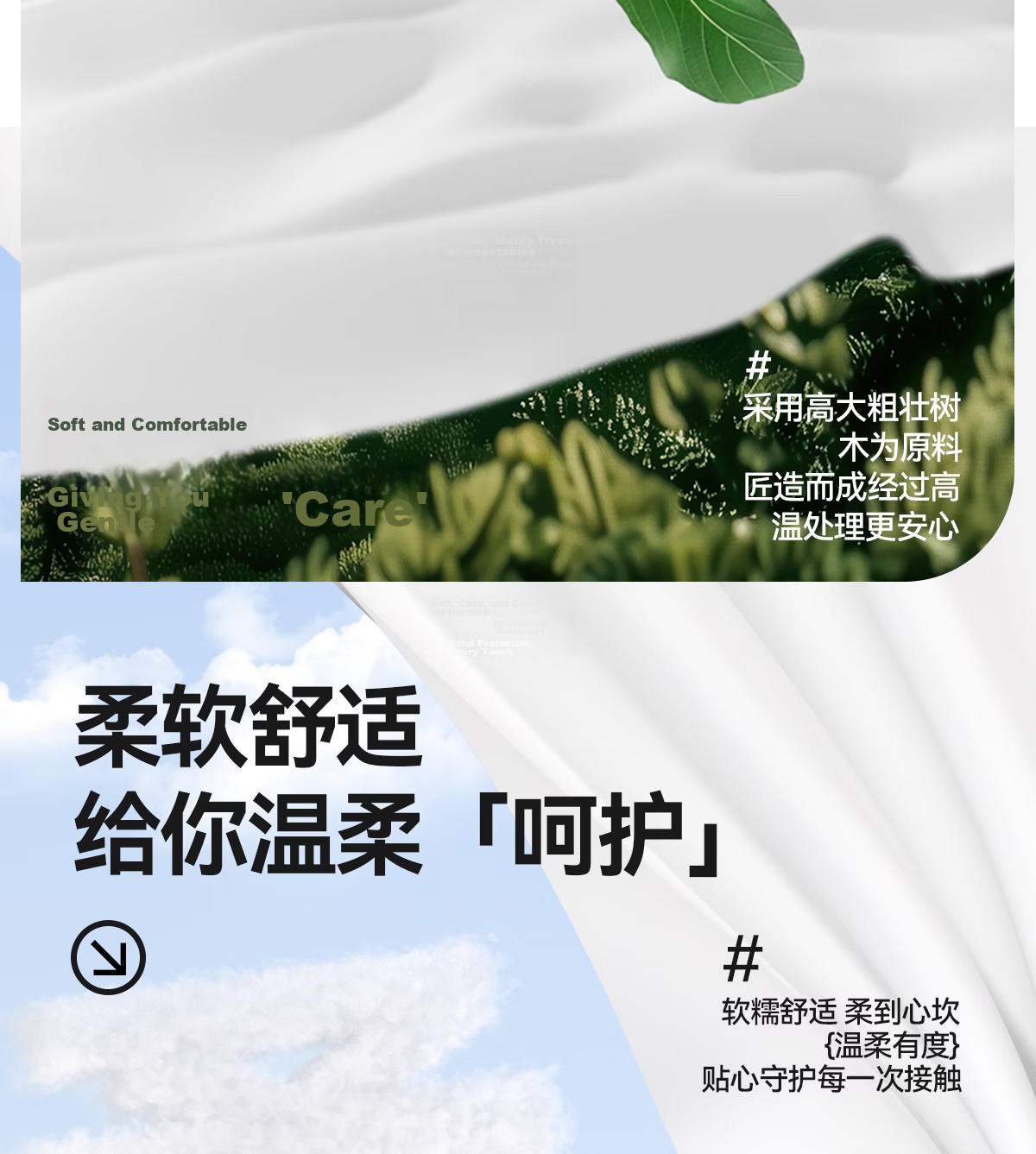 Manhua Cloud Pattern Blue Tissue Paper 5-Ply 360 Sheets * 6 Packs/Bundle Household Hand Wiping Toilet Paper Napkins Skin-Friendly Non-Irritating 6