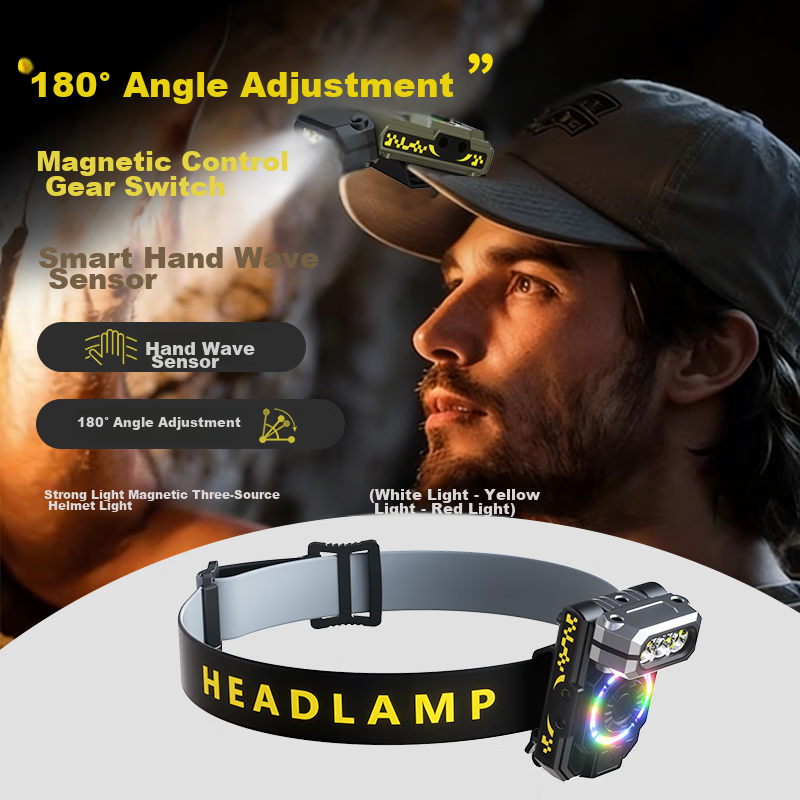 Cavalry High-Brightness Outdoor Fishing Rechargeable Sensor Headlamp Long-Lasting Hand Wave Sensor Hat Clip Flashlight