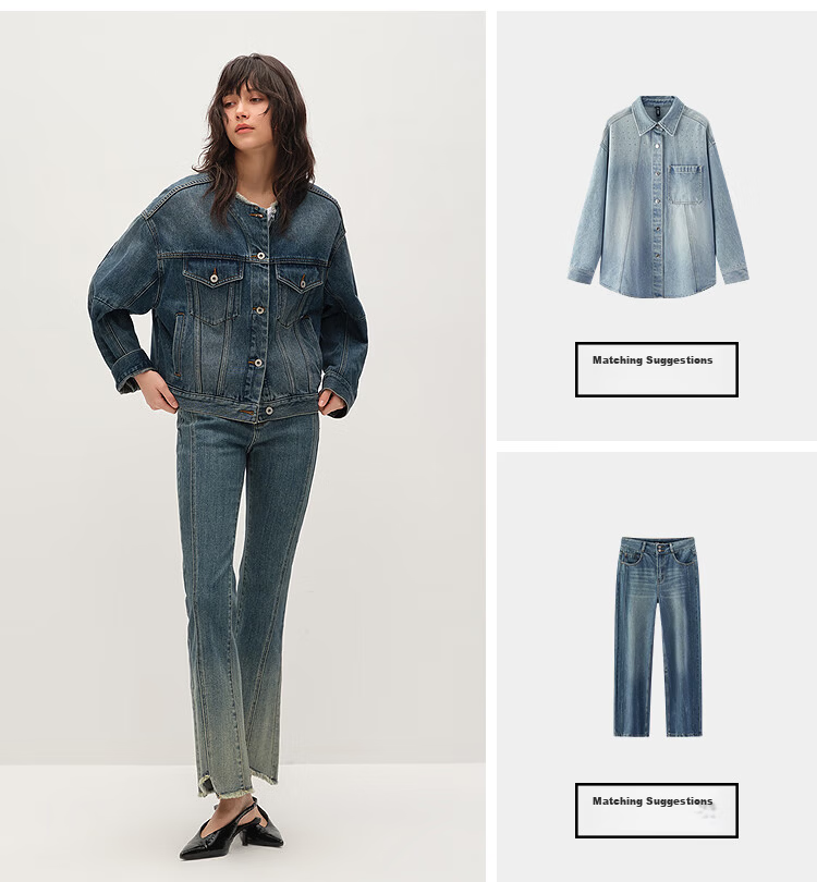 Semir Senrou Women's Oversize Frayed Denim Jacket Spring 2026 Mall Same Style 103126108001 7