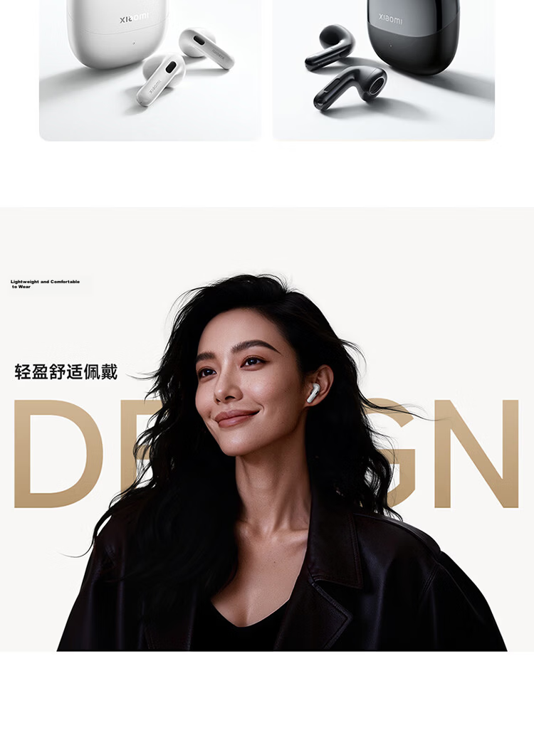 MI Xiaomi Buds 6 Earphones Semi-In-Ear Bluetooth Earphones Comfortable Fit for Android and Apple Phones Pearl White 2