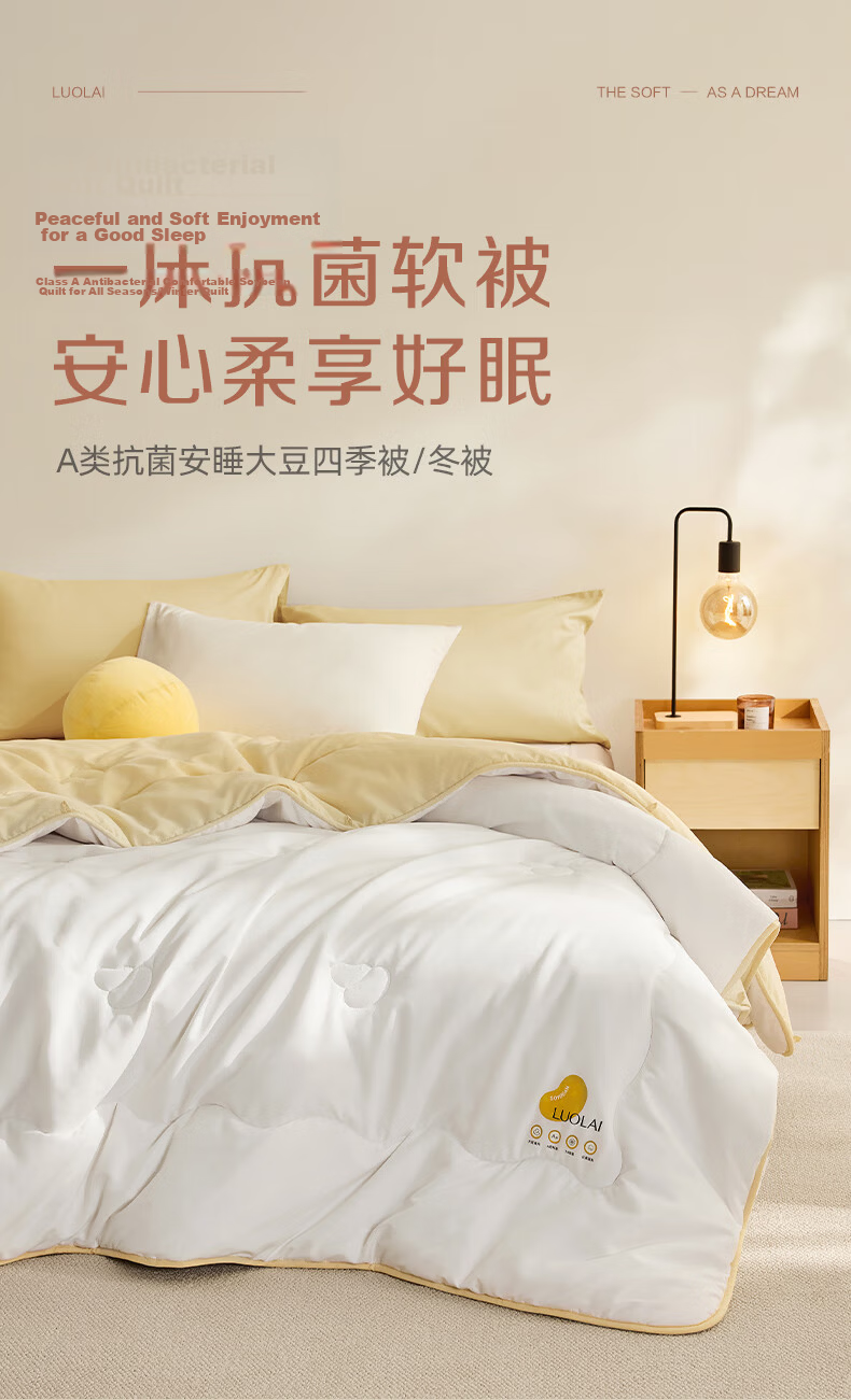 Luolai Home Textiles Quilt Core A-Class Washable 79% Soy Protein Fiber Spring and Autumn Four-Season Quilt Core Approx. 4.8 Jin 1