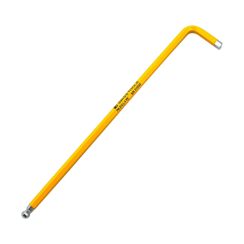 PB SWISSTOOLS Swiss Imported Metric Extended Yellow Ball-End Hex Key Wrench Flat Head Tool PB 212.L 4 YE
