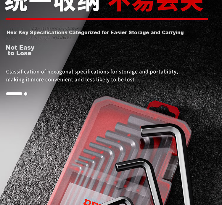 Delixi Electric Hex Key Wrench Set Hardware Repair Tools Hex Screwdriver (CR-V Medium Long 9-Piece Set) 14