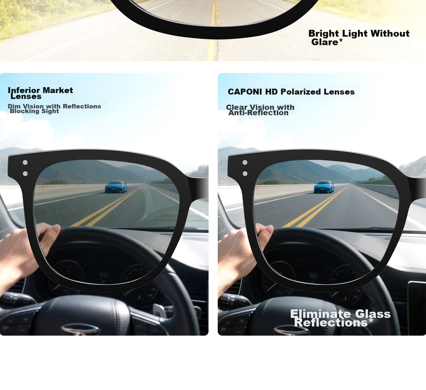 CAPONI Brown Polarized Sunglasses GM Unisex Day and Night Driving Glasses UV Protection Trendy 10