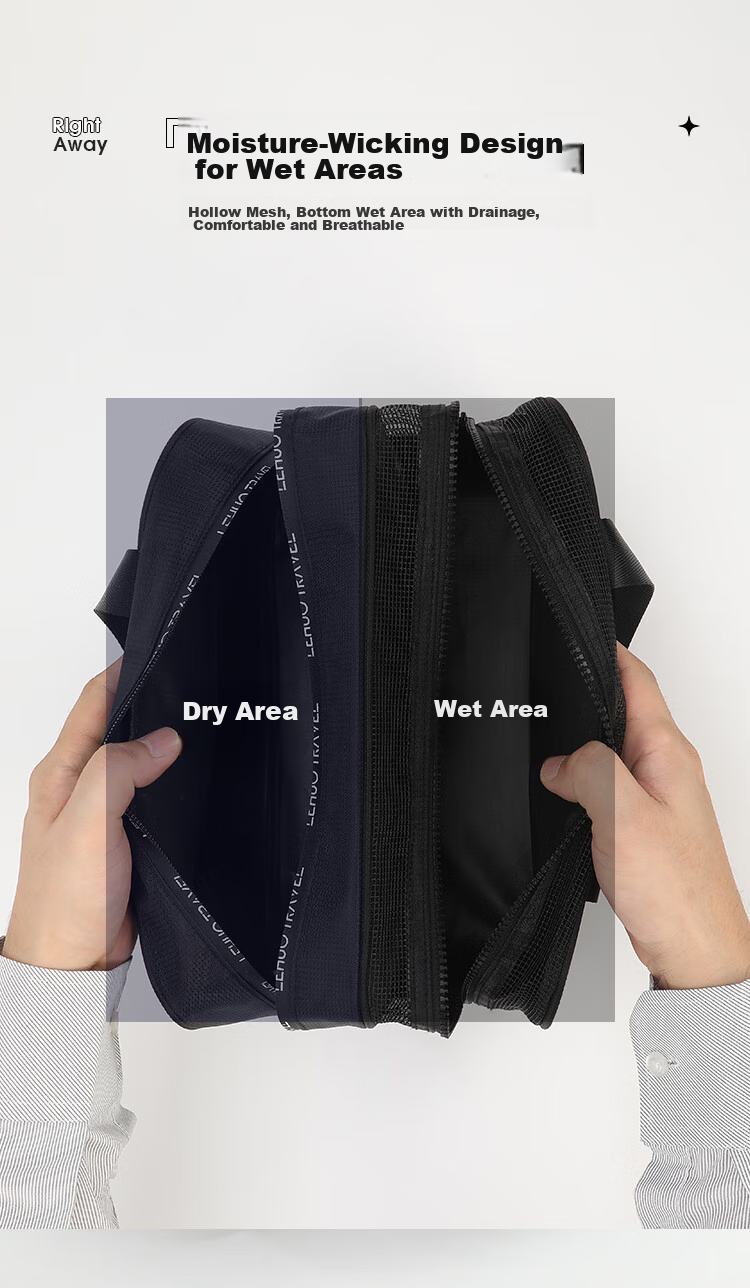 Lehuolvxing Large Capacity Toiletry Bag for Men, Travel Makeup Organizer, Waterproof Dry-Wet Separation Shower Caddy 5