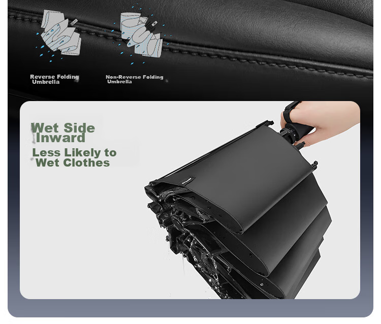 Beneunder Automatic Umbrella, Sun And Rain Umbrella, Tri-Fold Reinforced Folding 10-Rib Umbrella, Stone Black 5