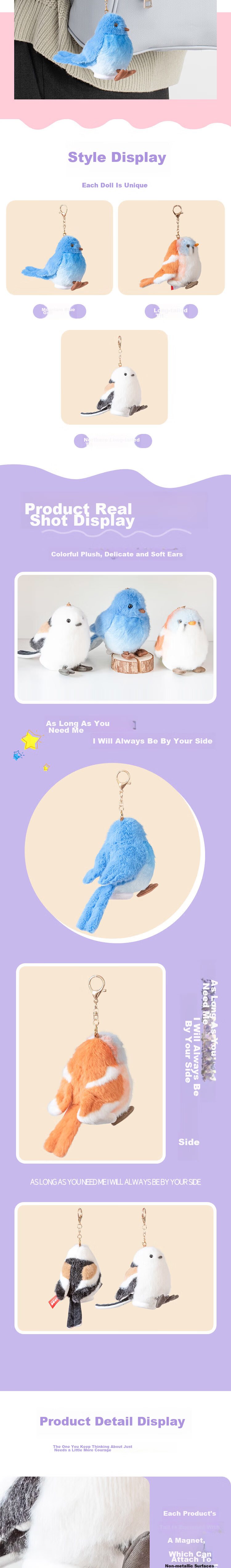 AI CAN China National Geographic Cute Bird Magnetic Standing Shoulder Doll Bag Pendant Refrigerator Magnet Keychain Creative Gift 2