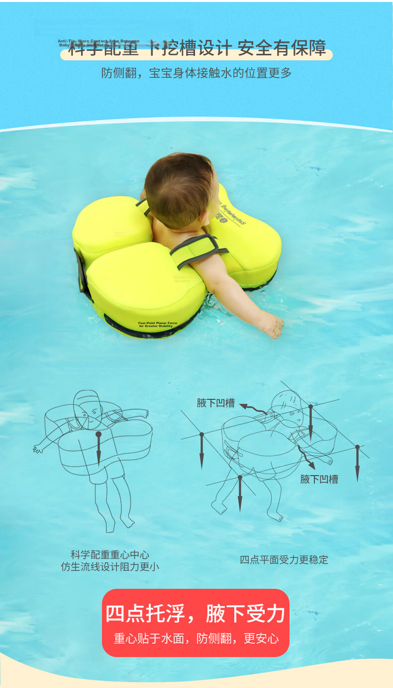 SwimmingBaby Baby Swimming Ring Children's Underarm Float Inflatable-Free Anti-Tip Float Life Buoy Swimming Gear 2