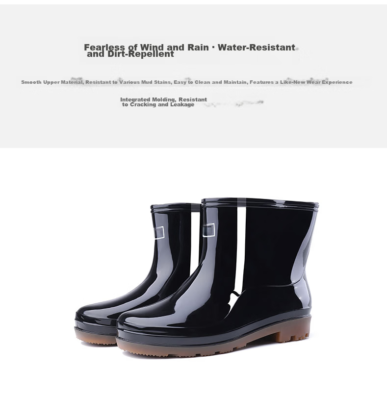 Huili Men's Stylish Rain Boots, Outdoor Kitchen Waterproof Non-Slip Wear-Resistant HL5575 Black Size 39 4