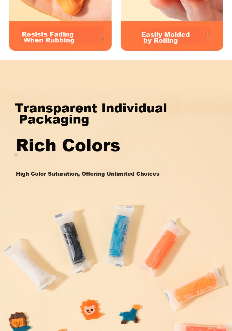 Deli 12-Color Non-Light Modeling Clay Student Toy Clay DIY Handicraft (Random Colors) Portable Bucket Children's Birthday Graduation Gift 7
