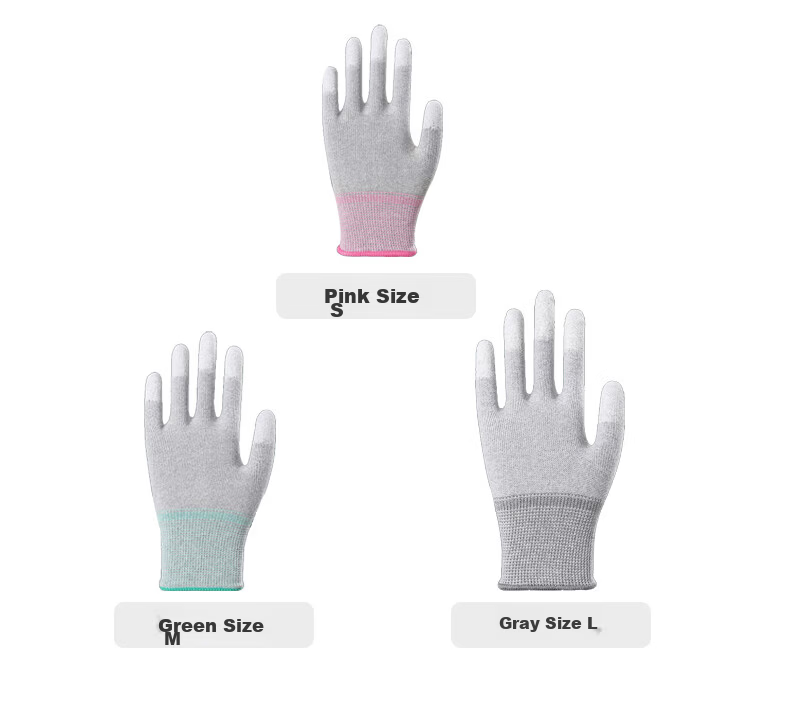 Caiyile Carbon Fiber PU Coated Anti-Static Work Gloves Gray Size L 10 Pairs/Pack 03054 4
