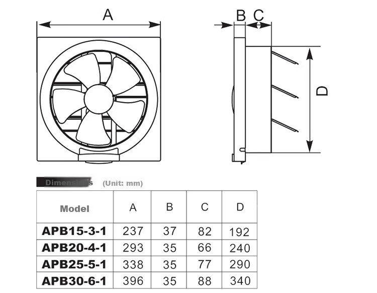 JINLING Kitchen and Bathroom Exhaust Fan Ventilation Fan Bathroom Wall Window 8 Inch APB20-4-1 4