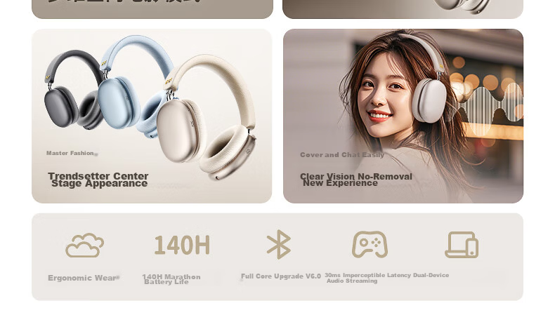 IKF Mars [Patent Dual-Sided Four-Drive Loop] Over-Ear Noise-Cancelling Bluetooth Headphones, Wireless And Wired, LDAC Protocol, Adaptive Noise Reduction, E-Sports Gaming, Low Latency, Distant Peak Blue 11