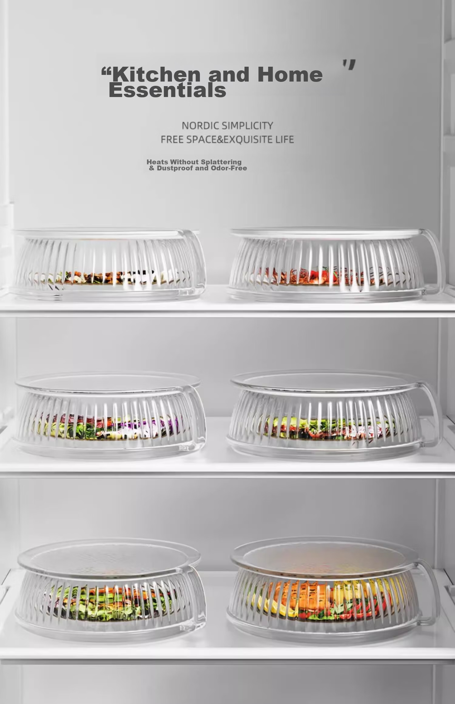 JiaDu Microwave Splash-Proof Cover High-Temperature Resistant Plastic Bowl Lid Household Oil-Proof Microwave Heating Cover Special Heat Dish Cover 34