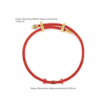 Chow Tai Fook Women's Stainless Steel Buckle Bracelet/Nylon Steel Wire Rope 21.25cm AX82 Birthday Gift 2