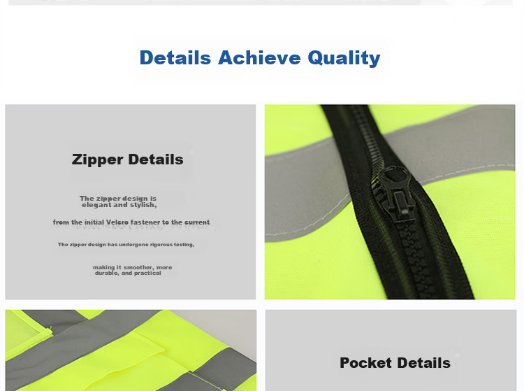 Baige Reflective Vest Breathable Construction Traffic Warning Sanitation Safety Vest Multi-pocket Zipper Style CW566564 14