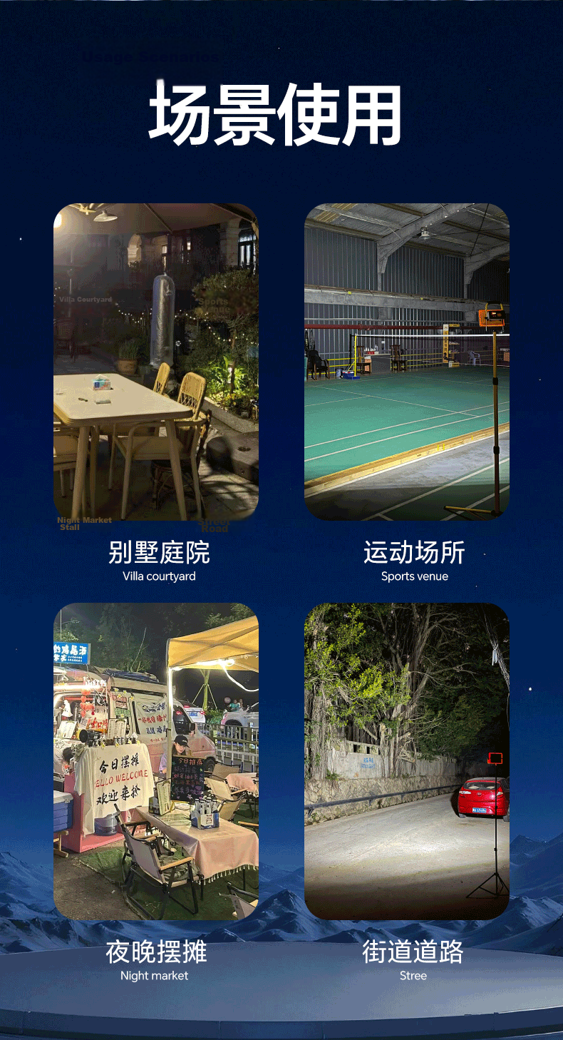 MAX LOAD Outdoor LED Floodlight Portable Handheld Construction Camping Emergency Floodlight Waterproof Long-Range Remote Control Long Battery Life 9