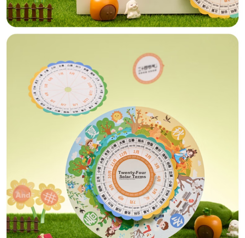 Yupinfengmao Xiaoshu 24 Solar Terms Rotating Handmade DIY Traditional Chinese Culture Intangible Heritage Children's Craft Kit Kindergarten Dashu 10