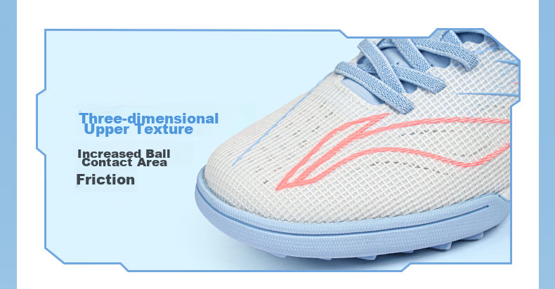 Li-Ning Kids Soccer Shoes TF Turf Studs Youth Student Large Child Velcro Slip-On Non-Slip Wear-Resistant Sports Shoes Size 32 21
