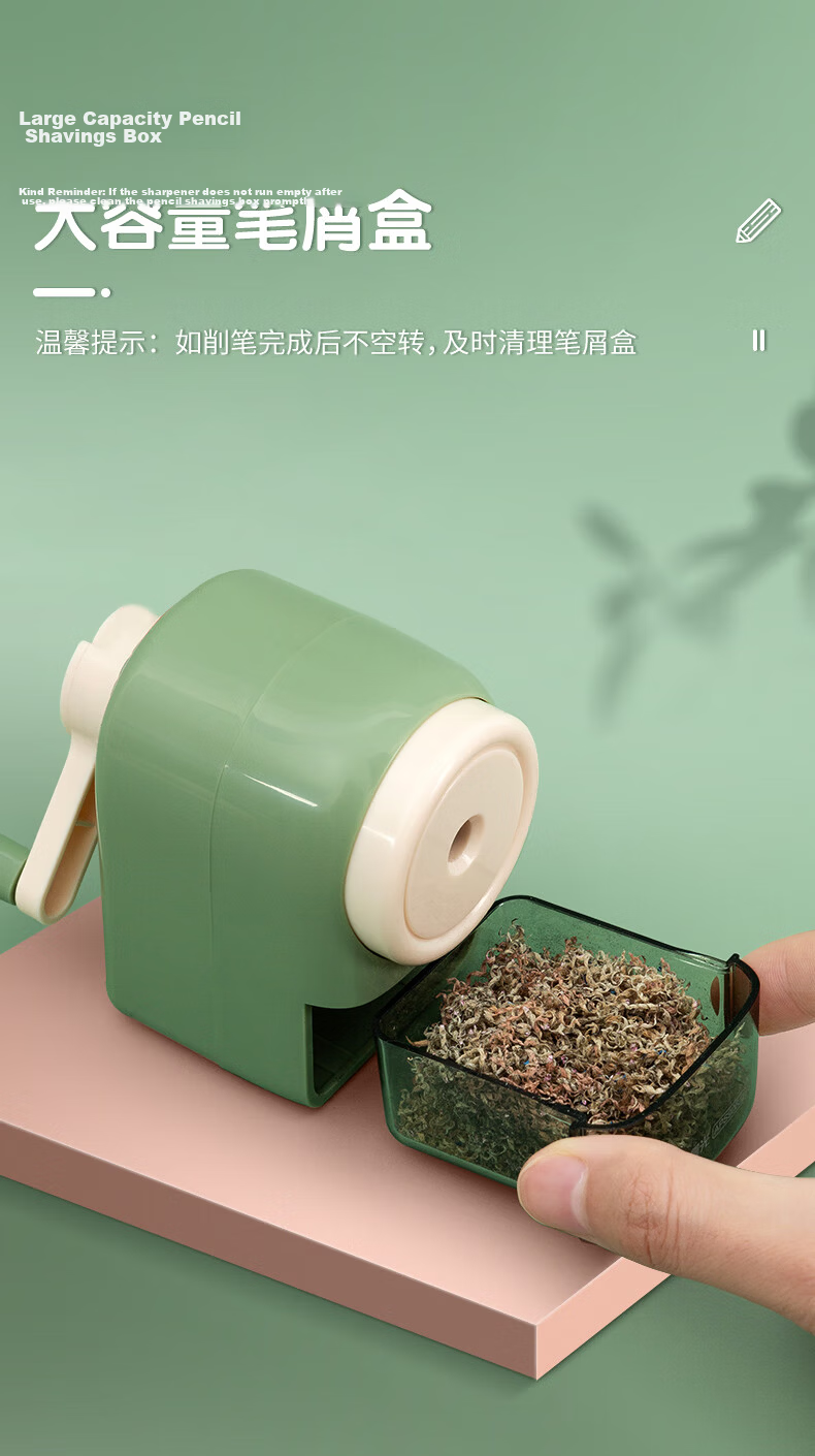 M&G Stationery Manual Pencil Sharpener Automatic Lead Feeding for Primary School Students Green APS906M3 4