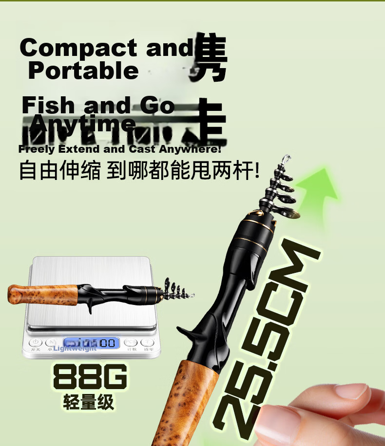Jihu 1.8m UL Adjustable Micro Worm King II Telescopic Lure Rod Spinning Reel Combo Short Section Portable Lure Fishing Rod 10