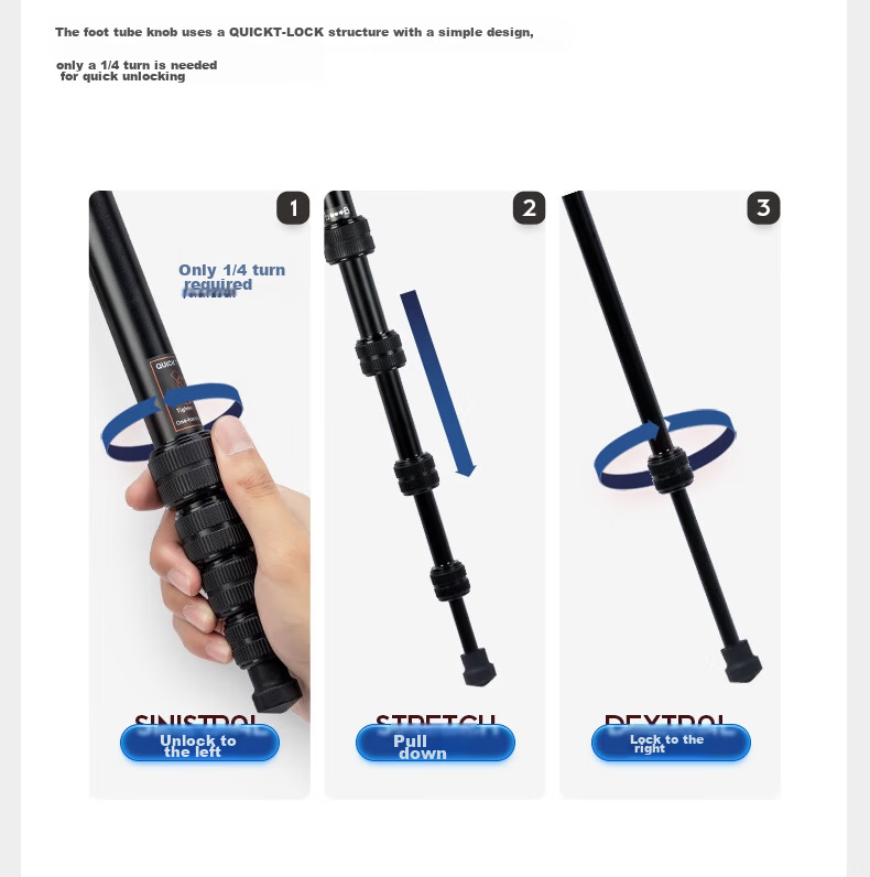 Fotopro C5-I Portable Reverse Folding Convertible Monopod, Large Diameter High-Stability Digital Camera Tripod with Ball Head 18