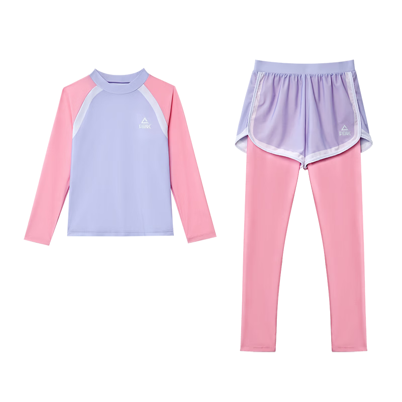 PEAK Kids Girls Two-Piece Long Sleeve Long Pants Swimwear Youth Teen Large Size 170 Thermal Spring Suit