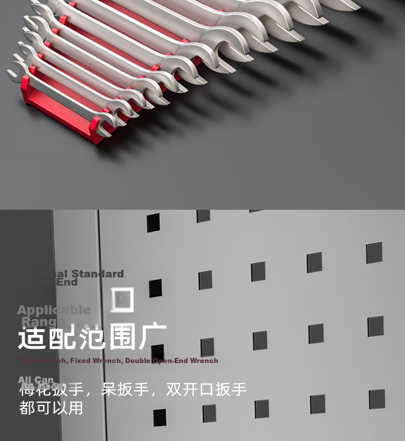 Wolvan 16-Slot Open-End Dual-Use Wrench Rack Magnetic Movable Storage Holder Quick Ratchet Spanner Organizer Strip 6