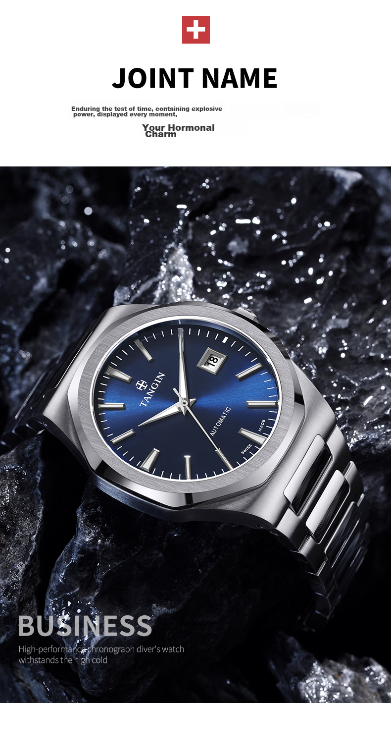TANGIN Swiss Imported Men's Mechanical Watch Waterproof Luxury Men's Watch Birthday Gift for Men 12