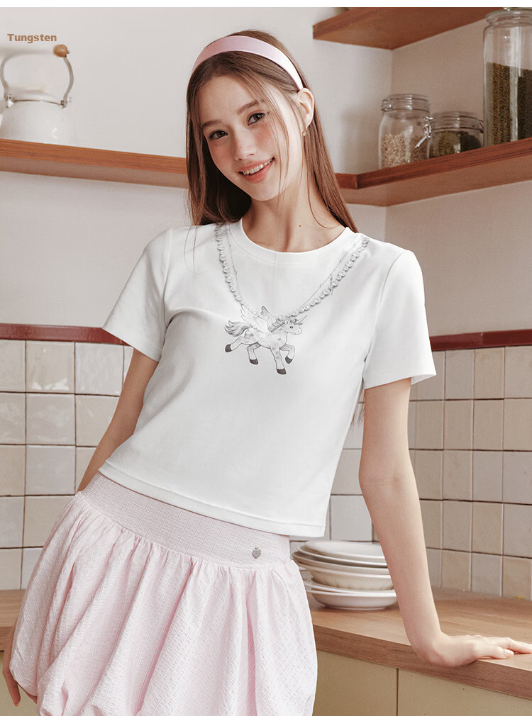 Semir Women's Short Sleeve T-Shirt Summer Crop Printed Slim Fit 2026 Design Pullover 10A326100005 18