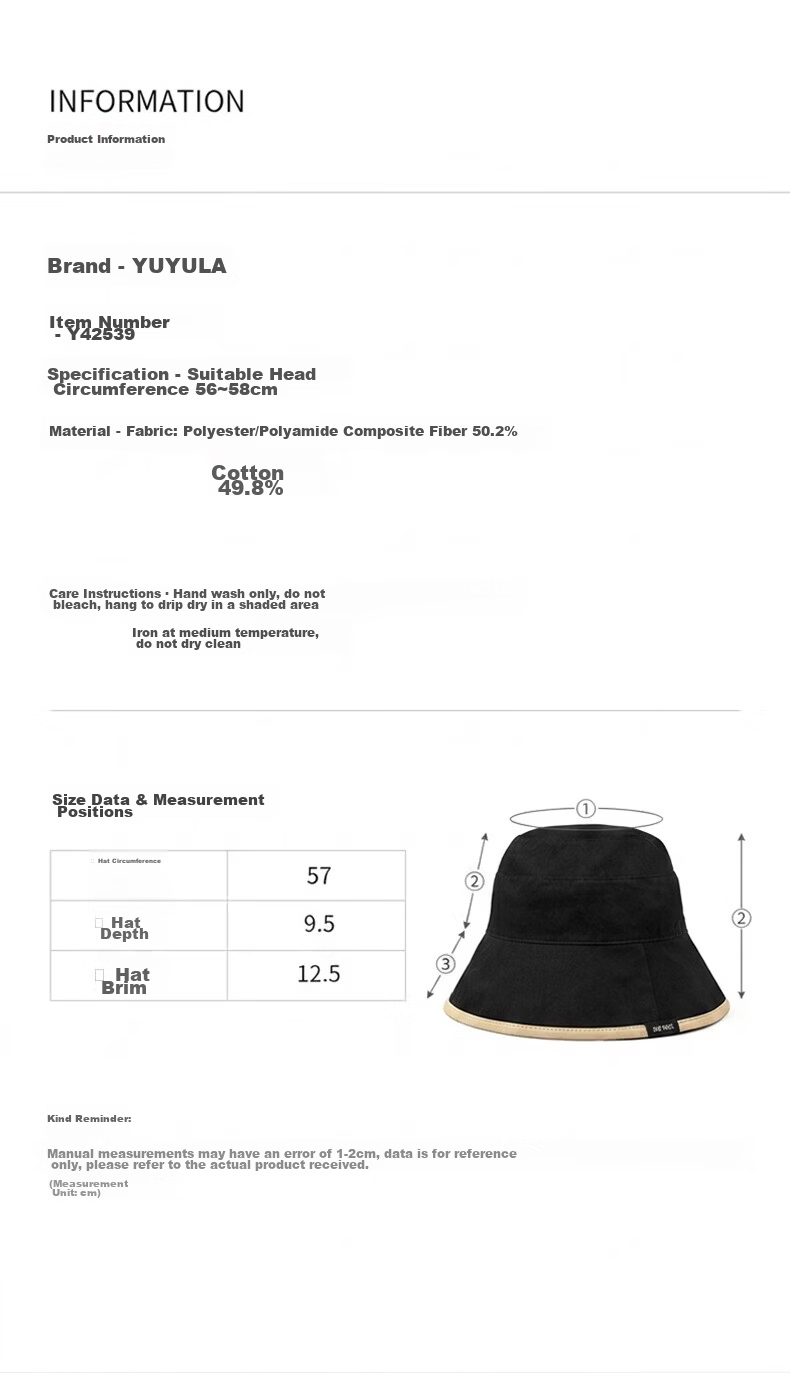 YUYULA Women's Summer Sunshade Hat Outdoor UV Protection Wide Brim Reversible Face-Slimming Bucket Hat 9