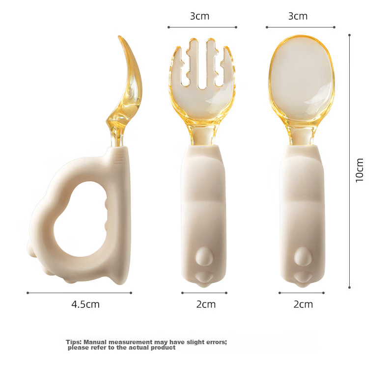Betis Baby Feeding Spoon and Training Fork Set Cheese White 18