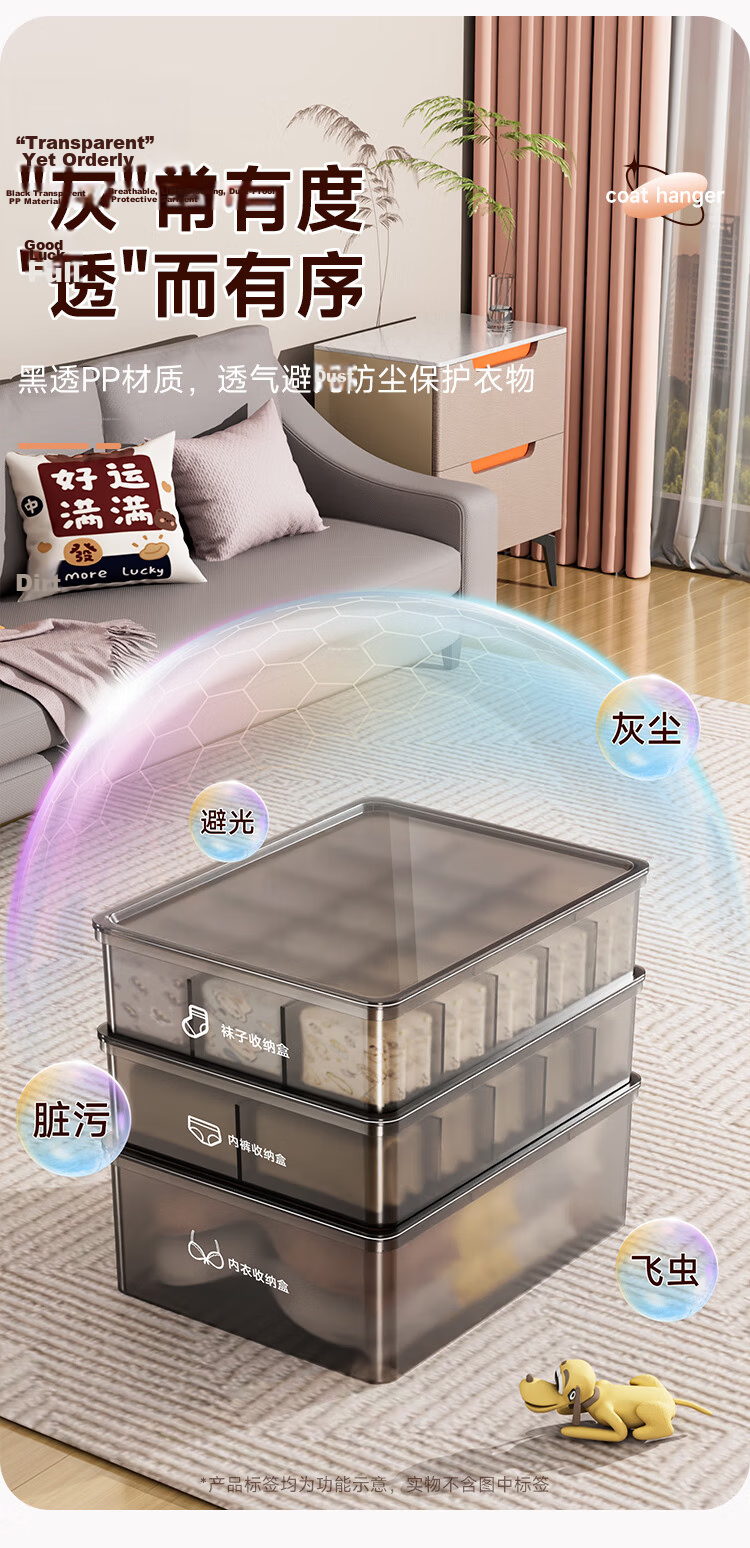 Jiabangshou Underwear Storage Box, Lingerie And Socks Organizer, Clothes Storage Container with Compartments, Closet Drawer Organizer, 2-Piece Set 6